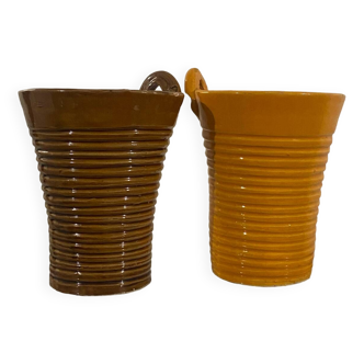 Paire de 2 vases en terre cuite artisanal