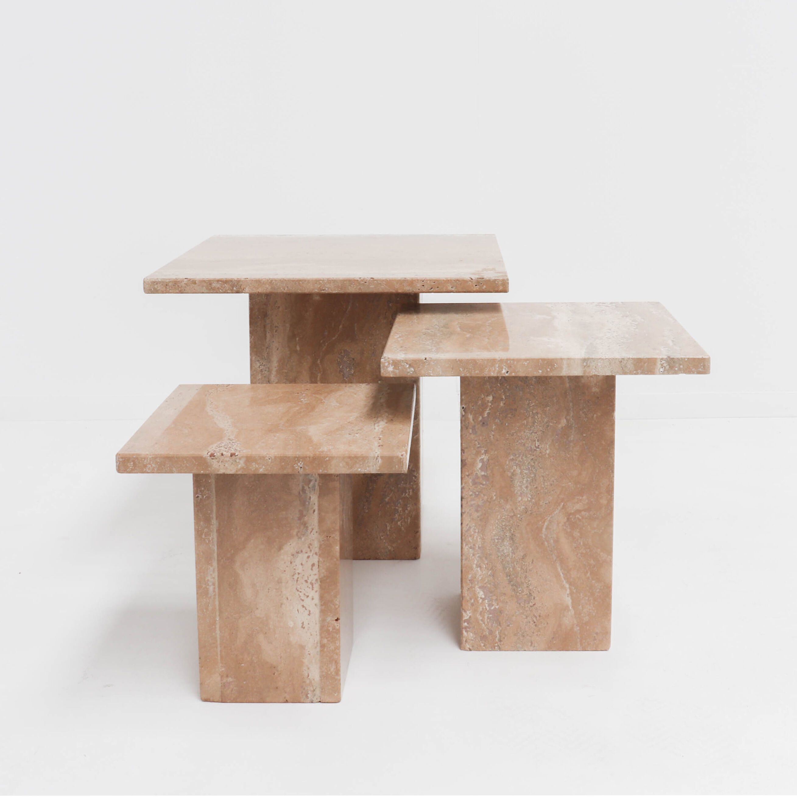 Set of mid century brown marble nesting tables