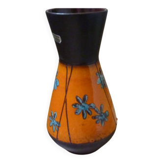 Vintage orange ceramic vase from West Germany