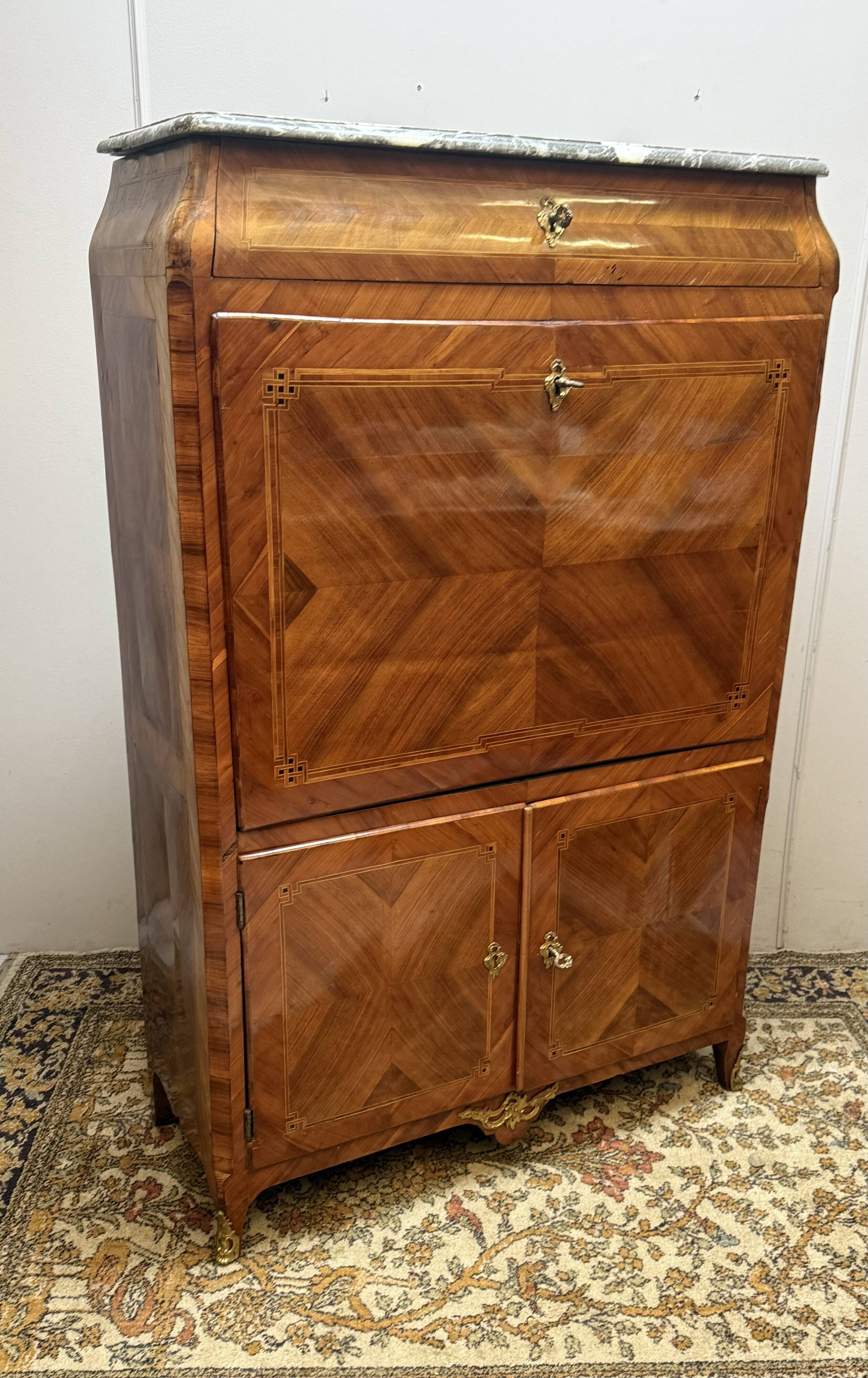 Louis XV Secretary from the 18th Century in Marquetry
