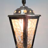 Lantern lamp brass and glass early XXth century