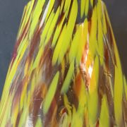 Vase conique verre de Murano moucheté jaune 1970