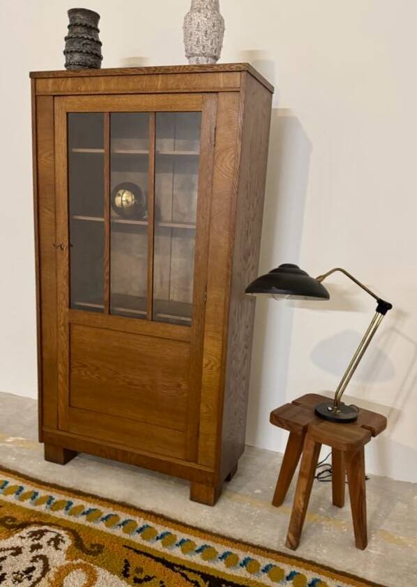 Small vintage art deco oak bookcase