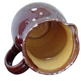 Pichet ancien en faïence française brune à intérieur émaillé jaune