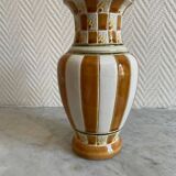 White and brown enamel vase Art Deco style