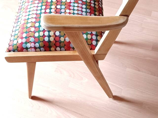 Restored bridge office chair with vintage compass feet from the 50s