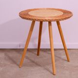 Mid century rattan coffe table by Jan Kalous for ÚLUV, 1960´s, Czechoslovakia
