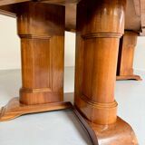 Ancienne table en noyer et loupe art déco année 30 France rallonges