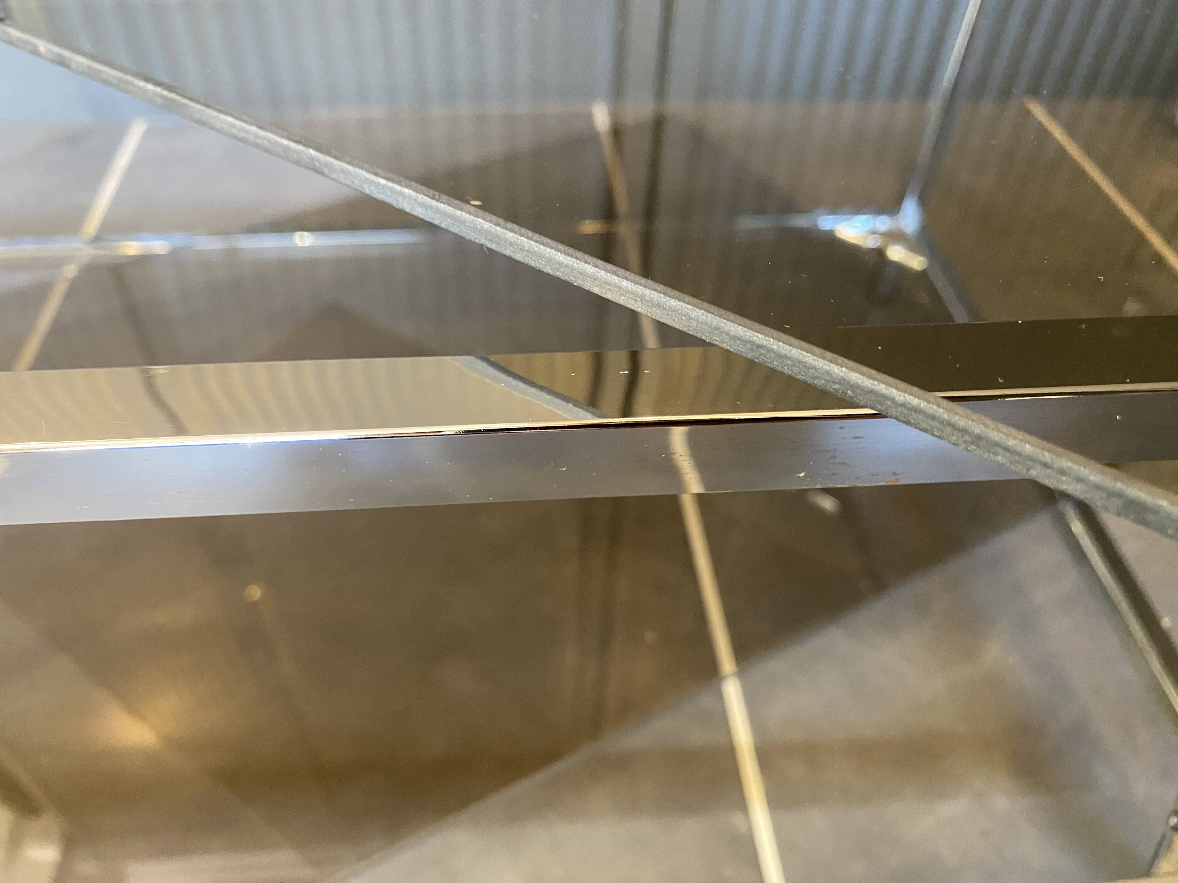 Table basse double plateau verre chrome style Bauhaus vintage 1970