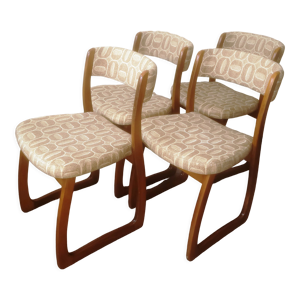Set de 4 chaises traineau - tissu