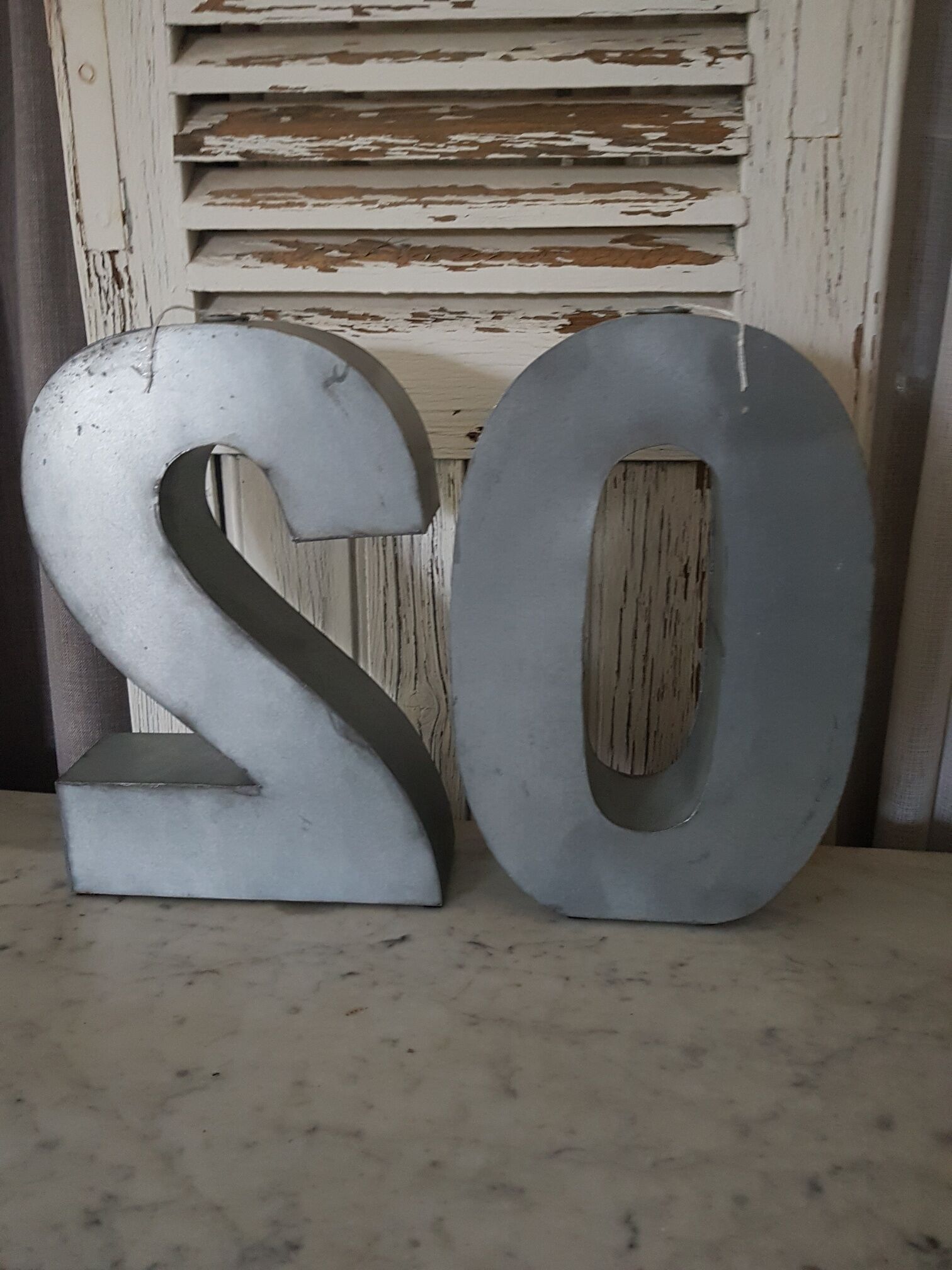 Number 2 and 0 in zinc