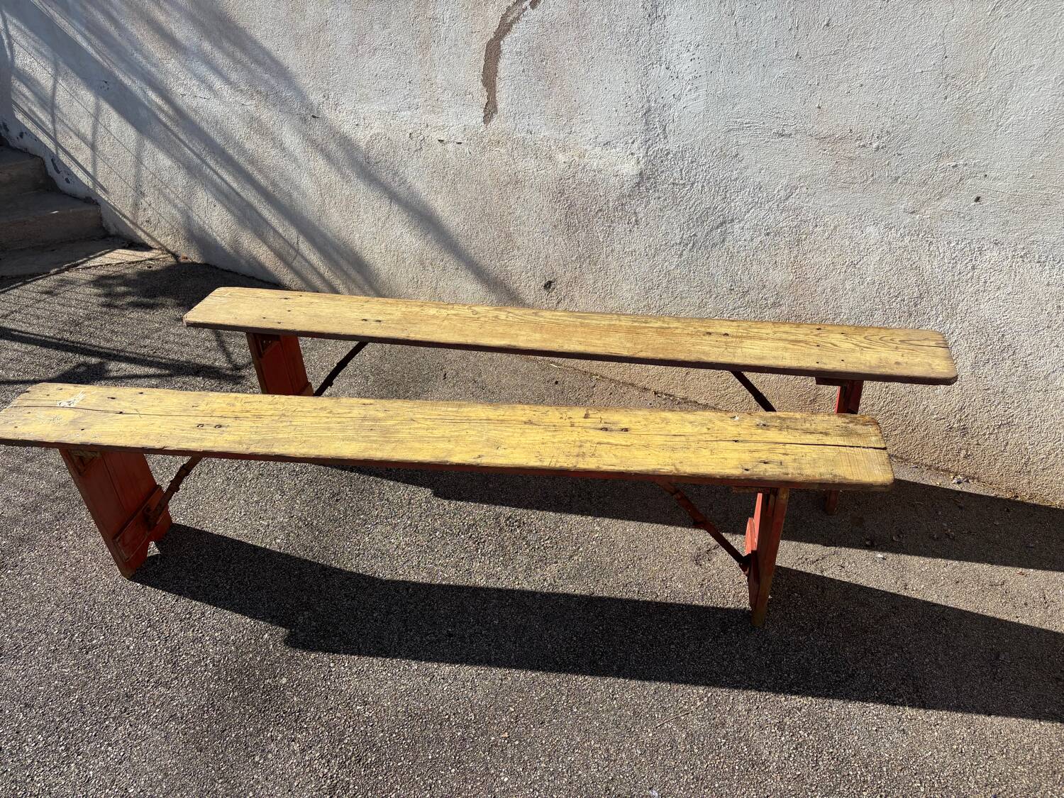 Paire de bancs de guinguette