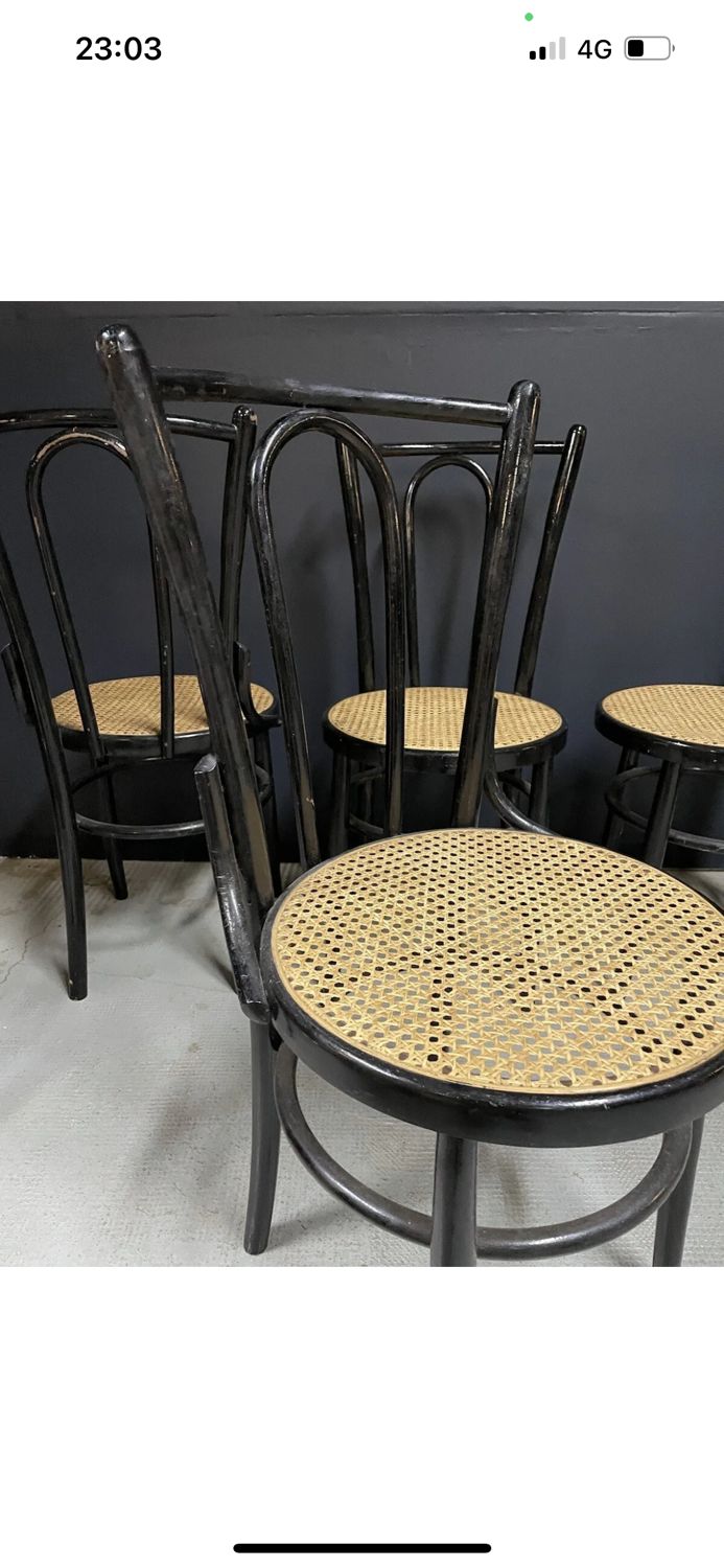 Série de 4 chaises bois courbé