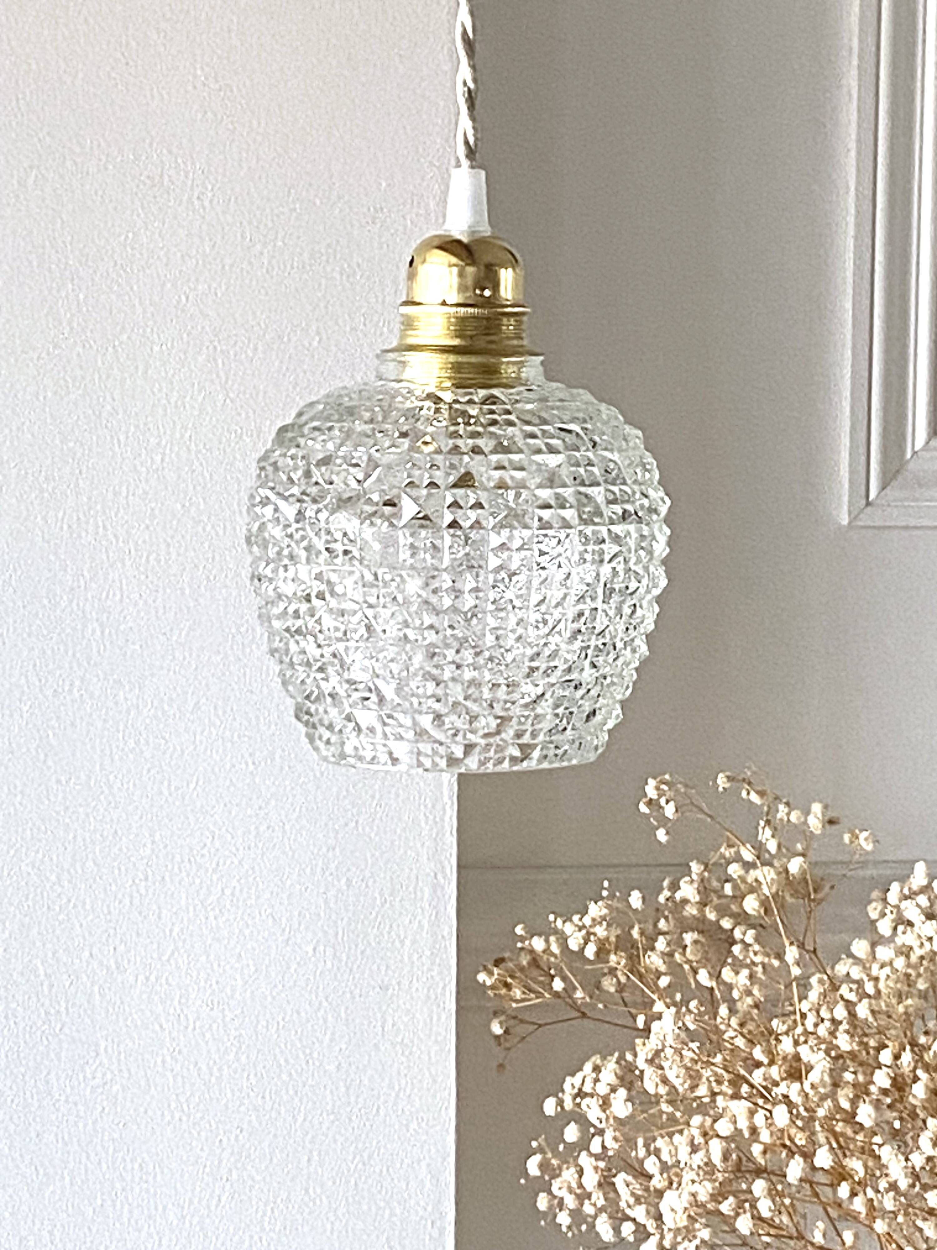 70s glass pendant light