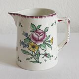 Earthenware pitcher with floral decoration Digoin Sarreguemines