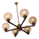 Angelo Brotto gold-plated brass chandelier with 6  globes, Italy 1960s