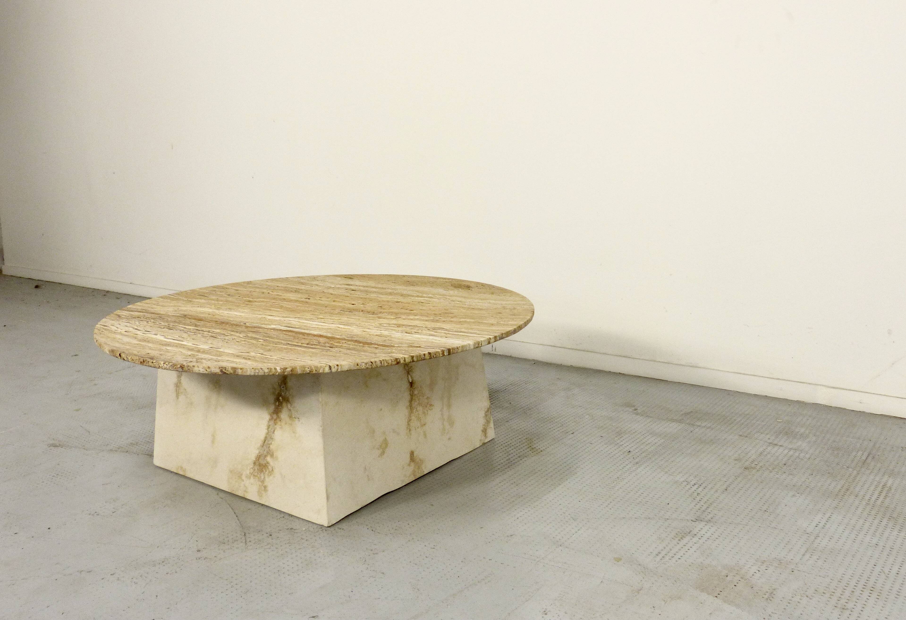 1970s Italian Travertine Minimalist Geometric Coffee Table. Modern/Midcentu