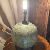 Spherical ceramic lamp with bark texture