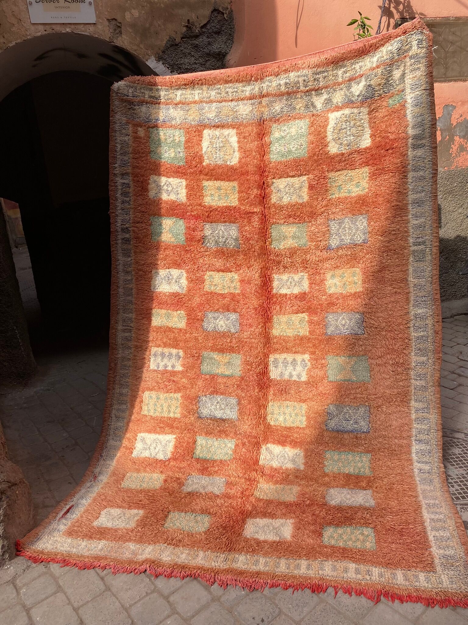 Berber beni ouarain ocher carpet