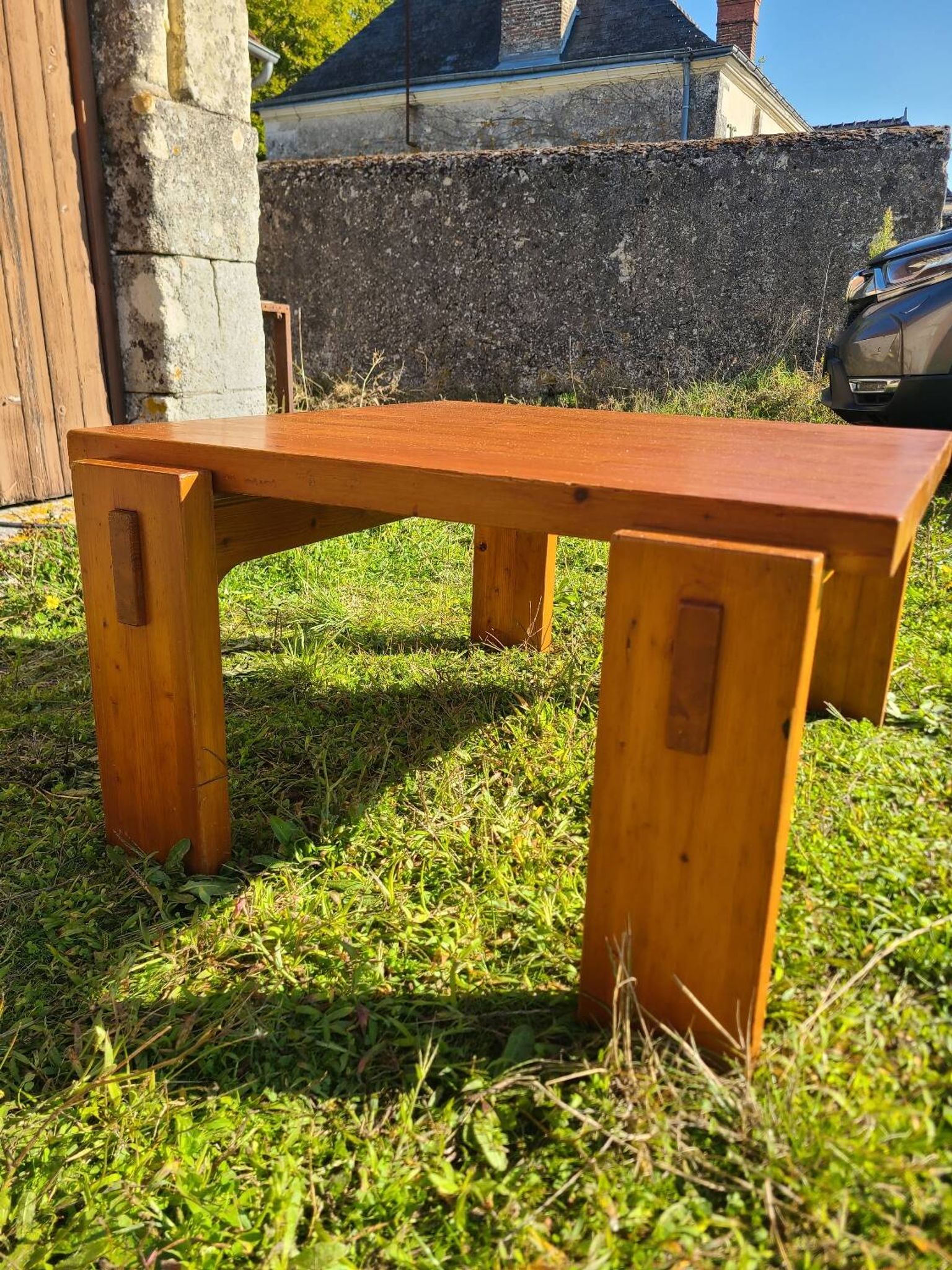 Solid pine coffee table, 1970s