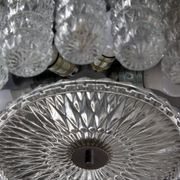 Glass and chrome chandelier