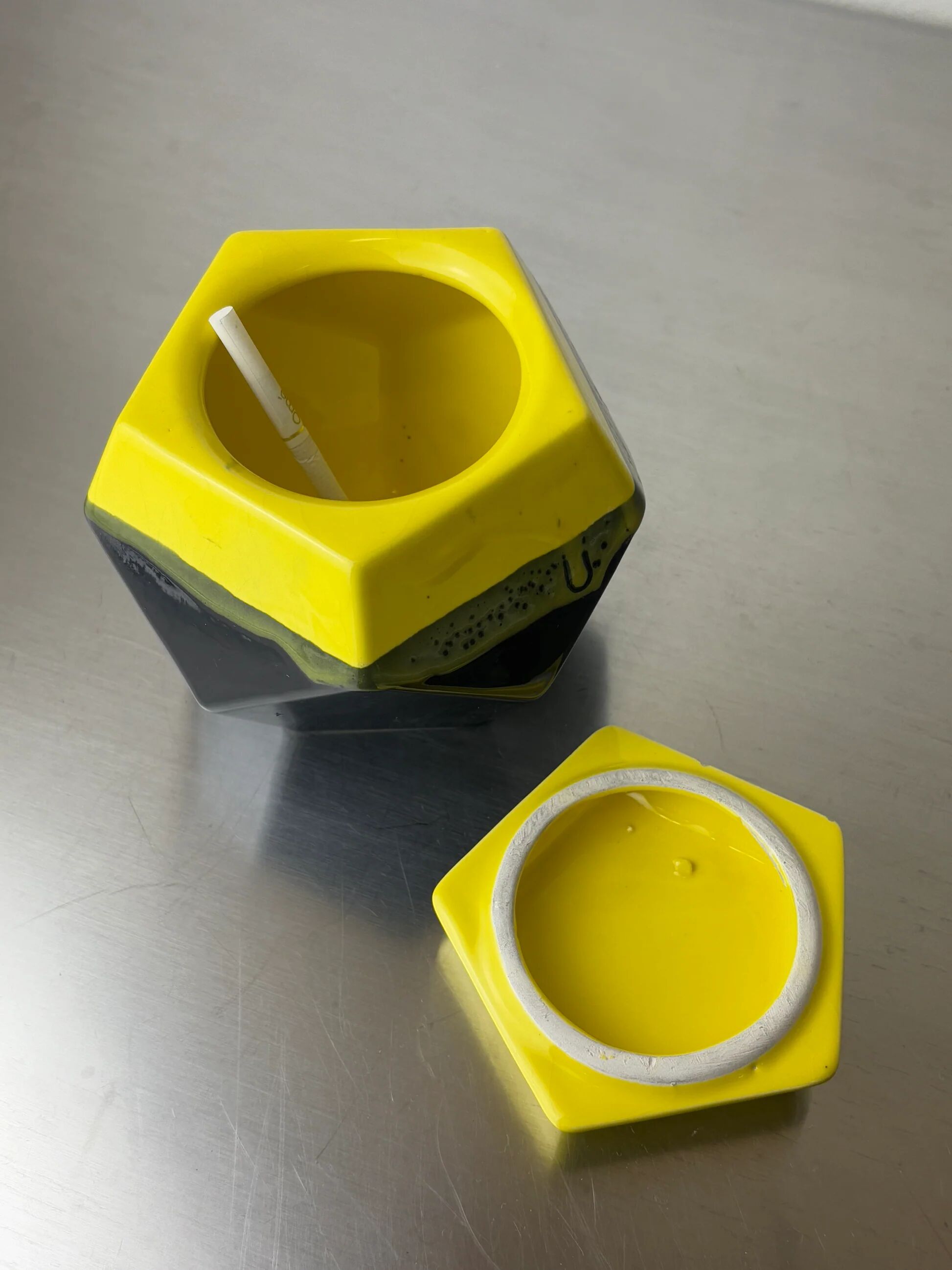 German 1970s geometric cigarette box in ceramic