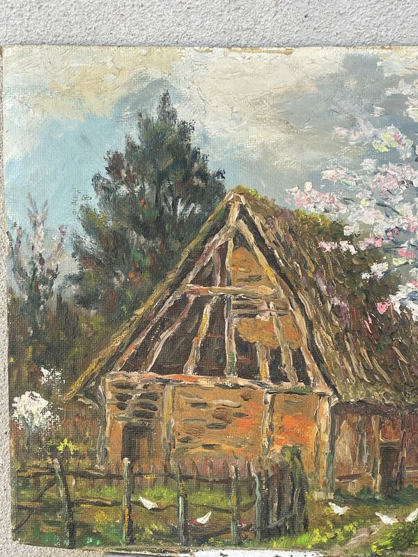 Huile sur panneau Pressagny l'orgueilleux par Dugrès 1976