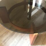 Vintage Danish teak coffee table and smoked glass