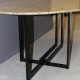 Design table in granite and black laqué steel around 1980