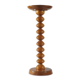 Vintage mid-century wooden candlestick, spool decoration from the 1970s.