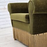 1970s, Danish lounge chair, low, furniture velour, ash wood legs.