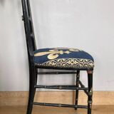 Chaise de chambre époque Napoleon III  Fleurs de Lys et décors peints colorés