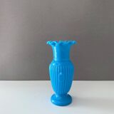Antique Portieux Vallerysthal vase, blue opal glass vase