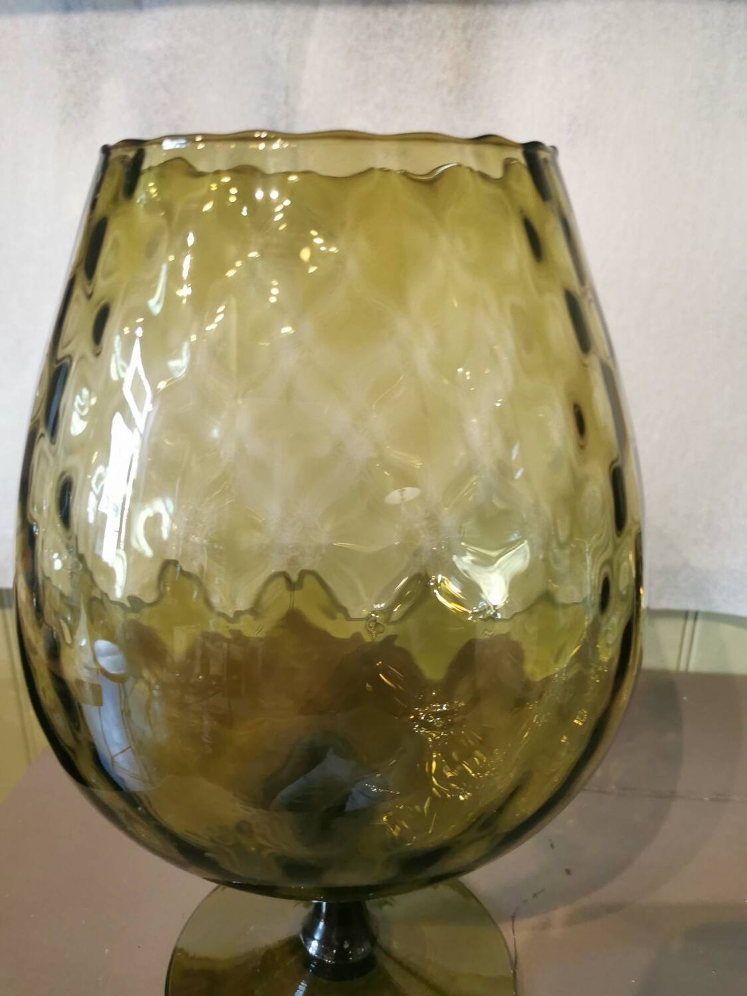 Vase tulipe vintage verre ambré