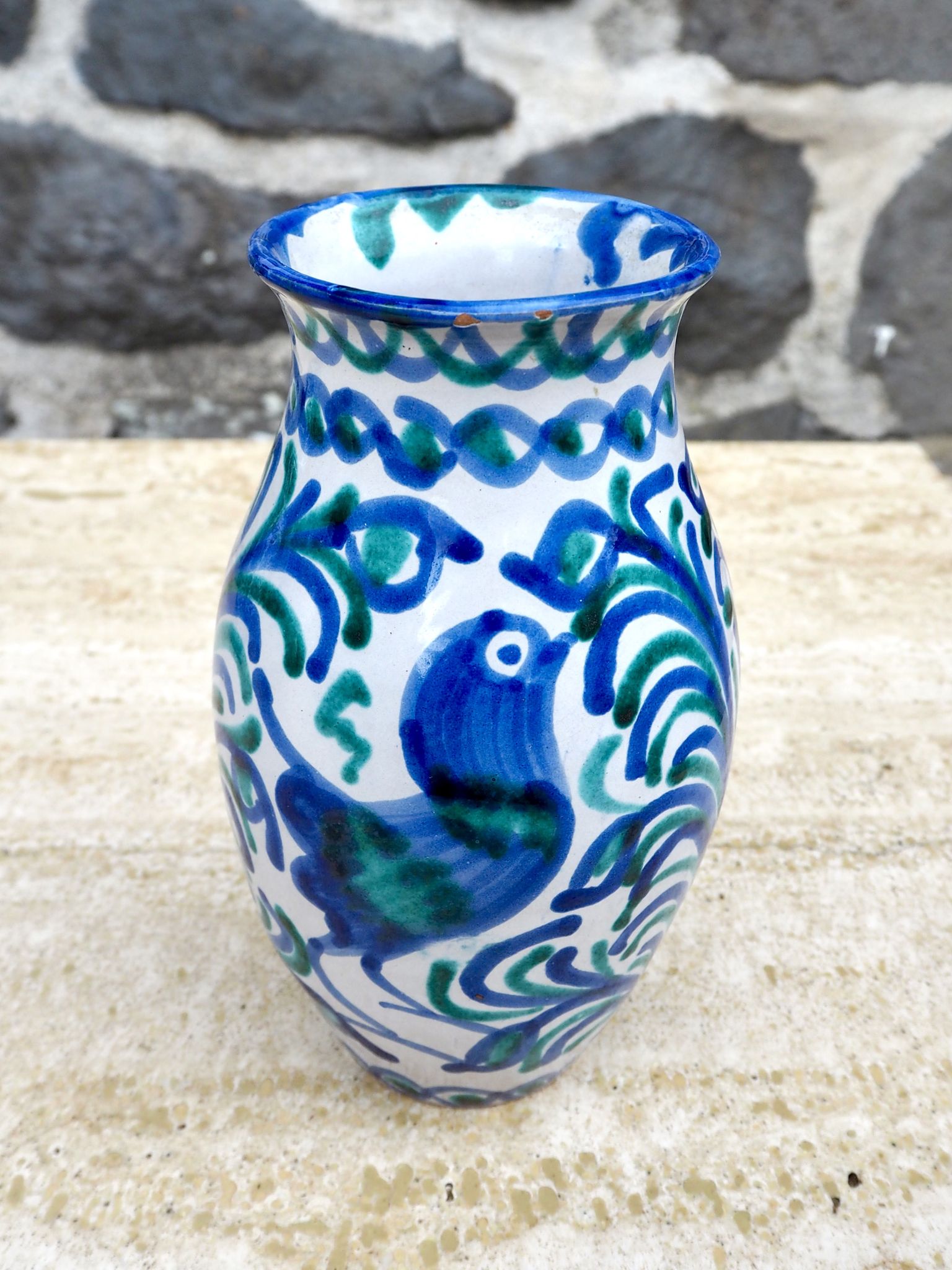 Vase en céramique espagnole Fajalauza, années 1970