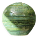 Glazed ceramic ball lamp base, green gradients.