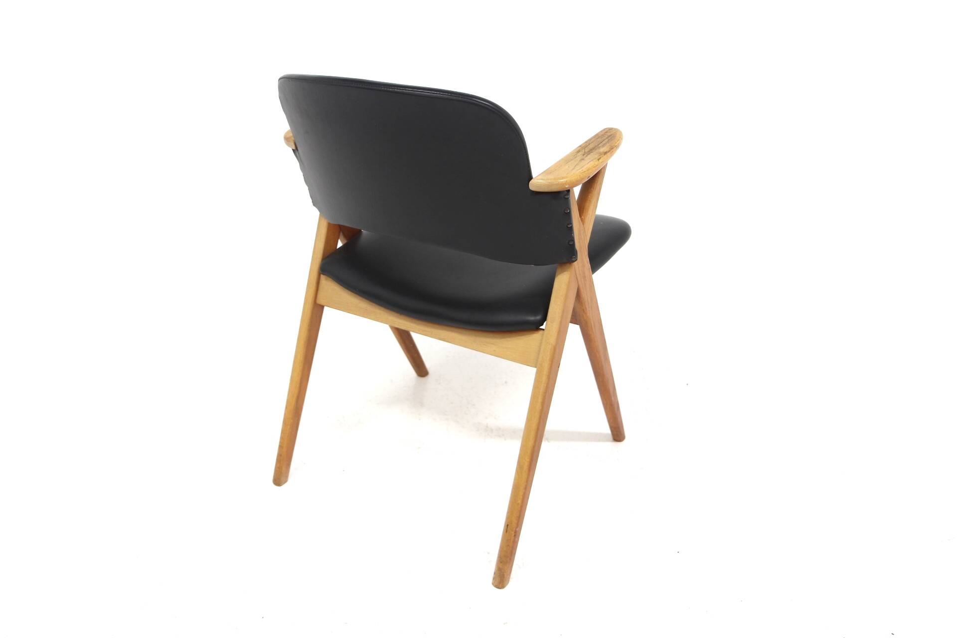 Scandinavian oak and leatherette office chair, Sweden, 1960