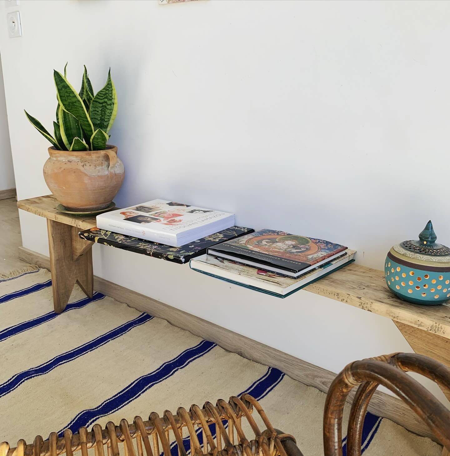 Old restored wooden farm bench