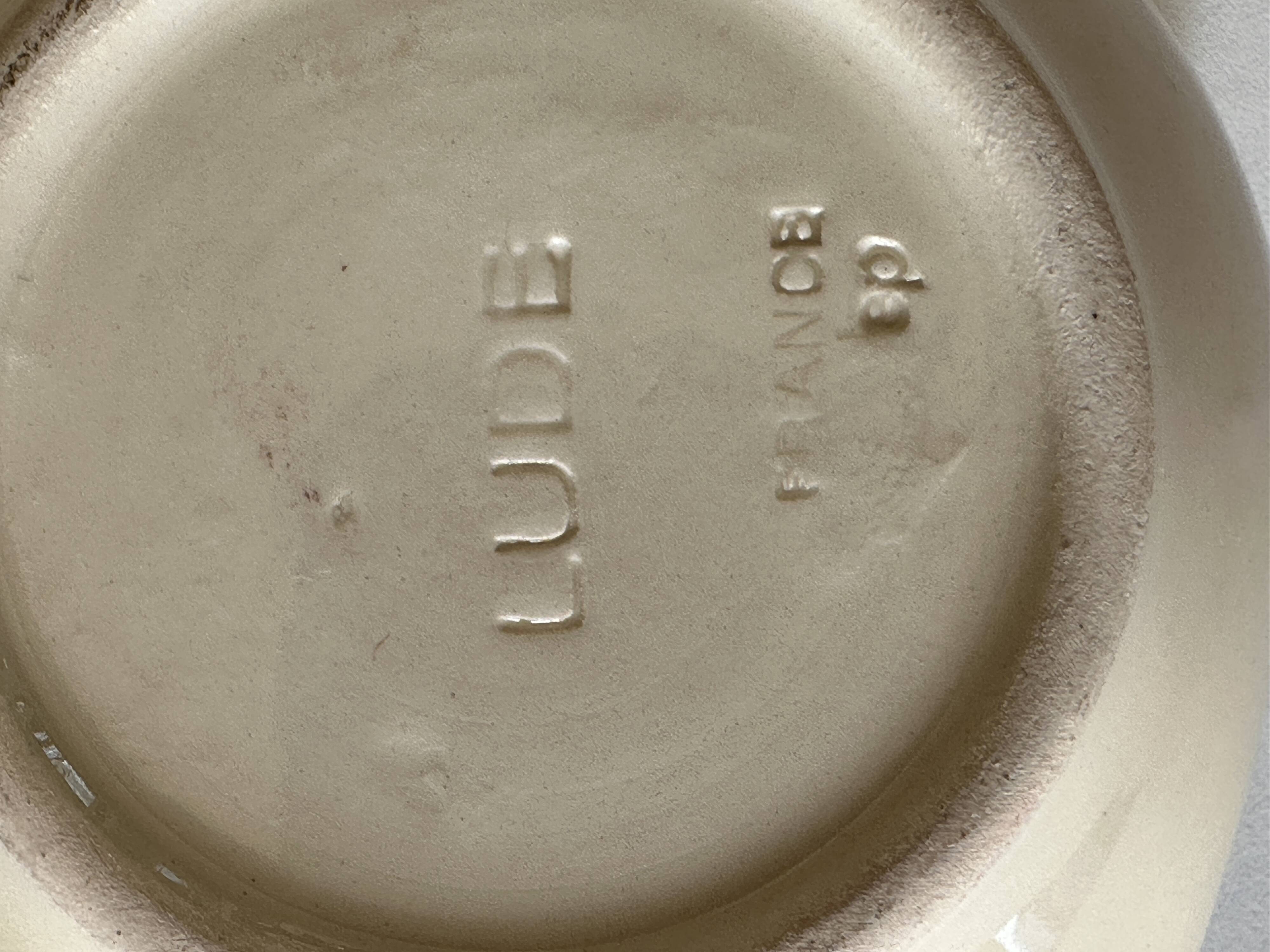 Ceramic empty pocket bowl signed Lude France 1960s