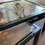 Pierre Vandel trundle coffee tables in lacquered metal and glass