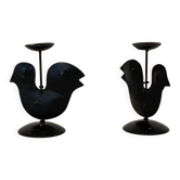 Paire de bougeoirs oiseaux