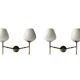 2 double wall lights in brass and white opaline glass, Arlus design 1950