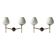 2 double wall lights in brass and white opaline glass, Arlus design 1950