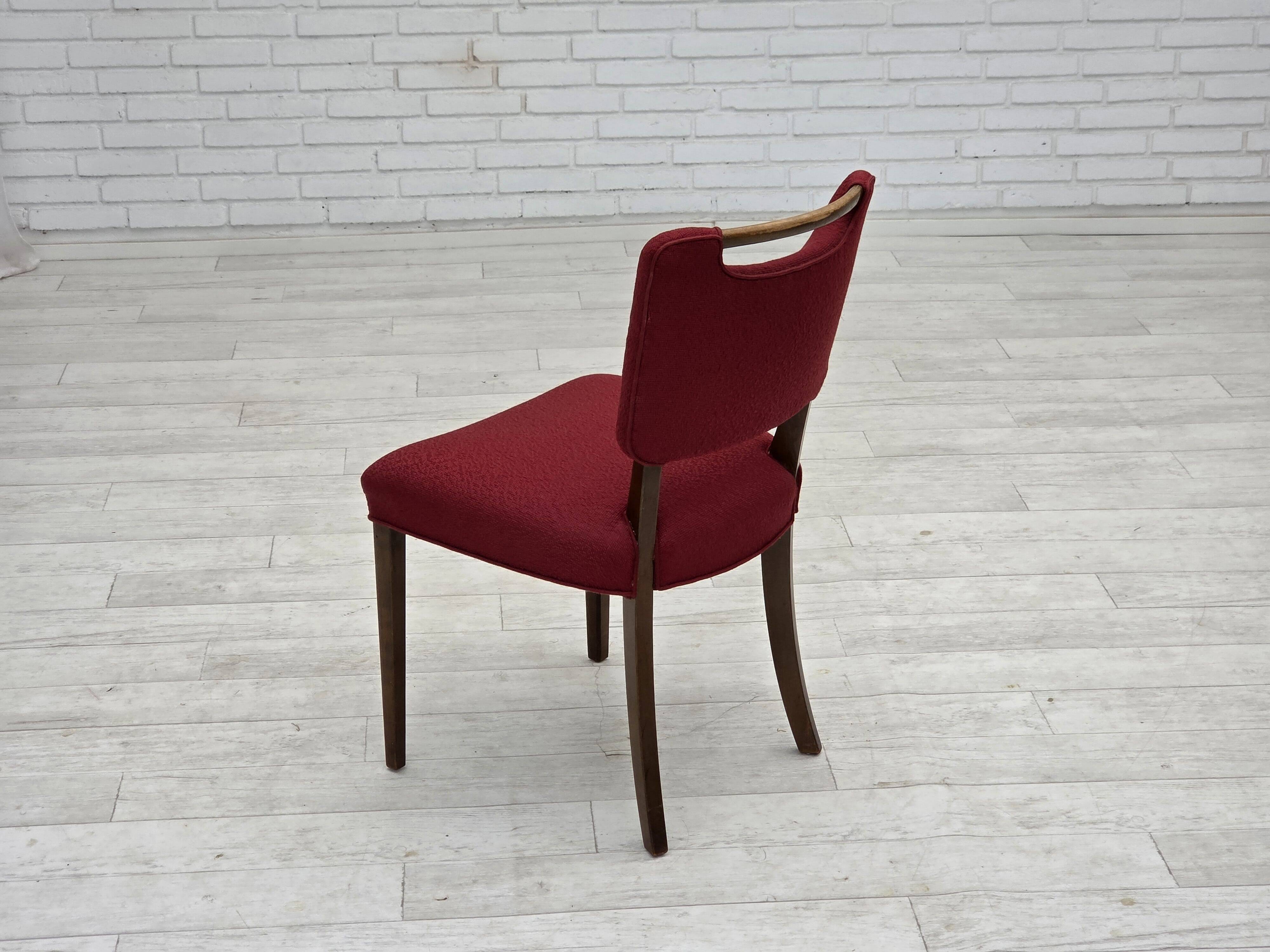 1960s, set of 6 pcs Danish dining chairs by Slagelse Møbelværk, wool.