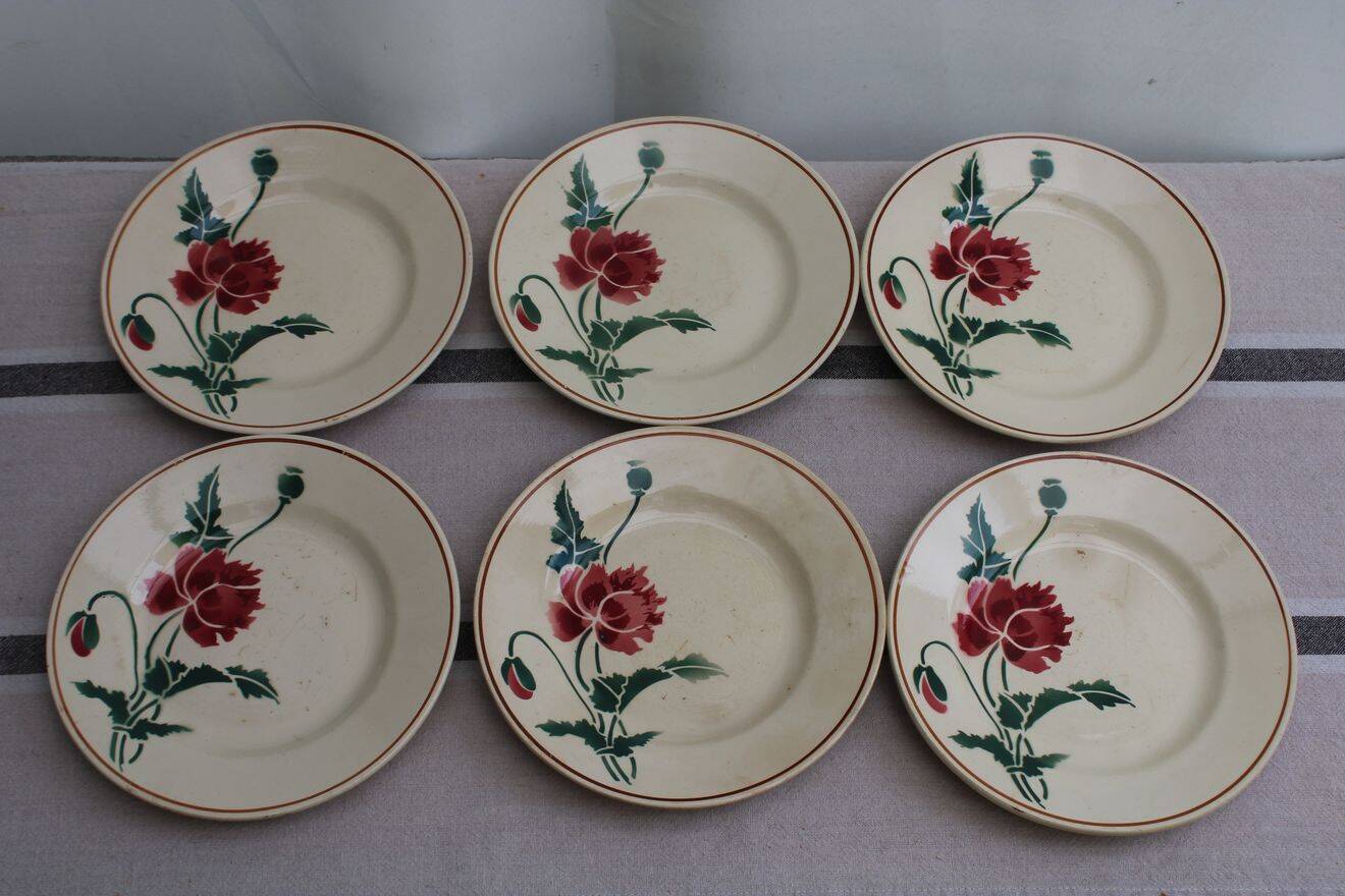 Set of 6 ceramic dessert plates