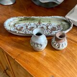 Flat cup and 2 mini ceramic vases Albert Thiry Vallauris