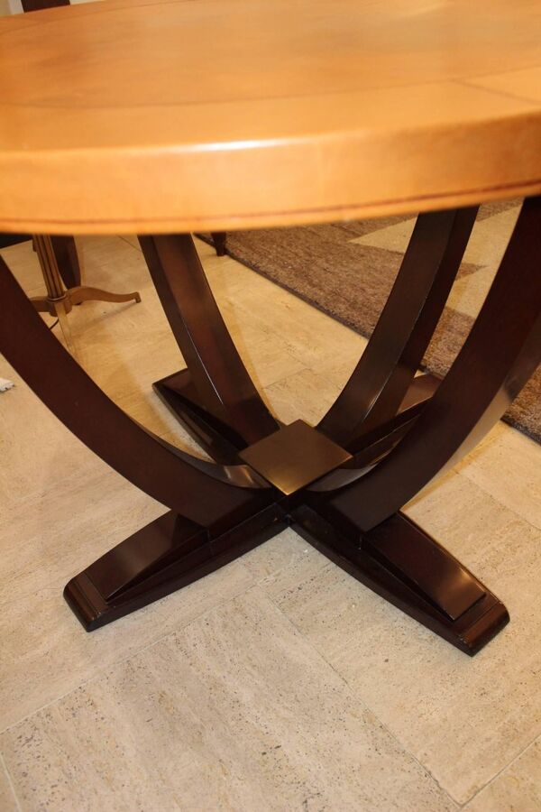 Table art déco en palissandre et cuir France vers 1930