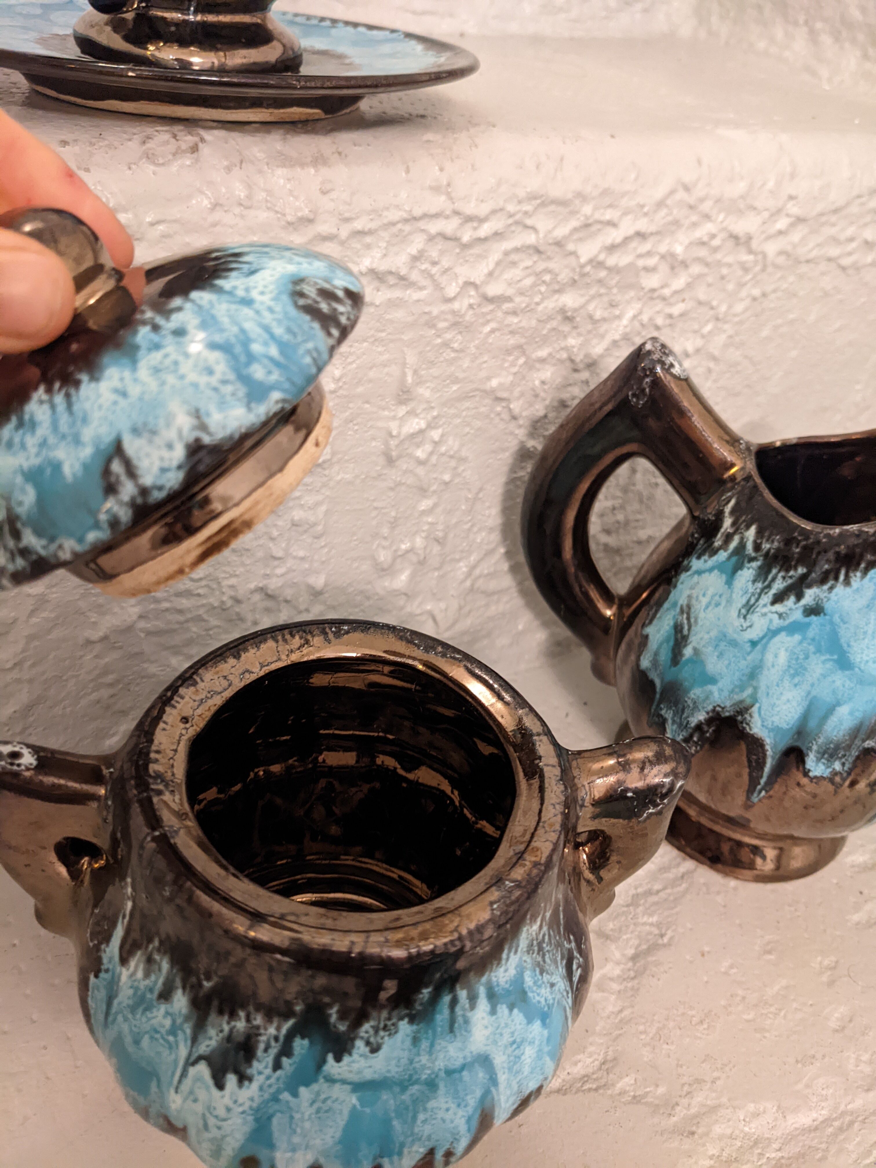 Vintage Vallauris tea set, coffee, teapot and cup