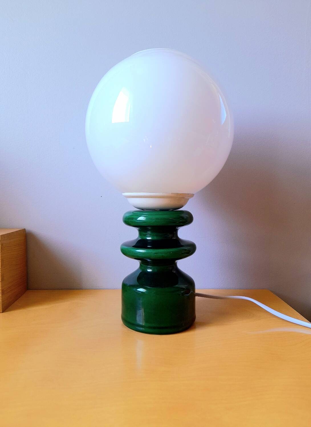 Space Age ceramic and opaline lamp, 1970