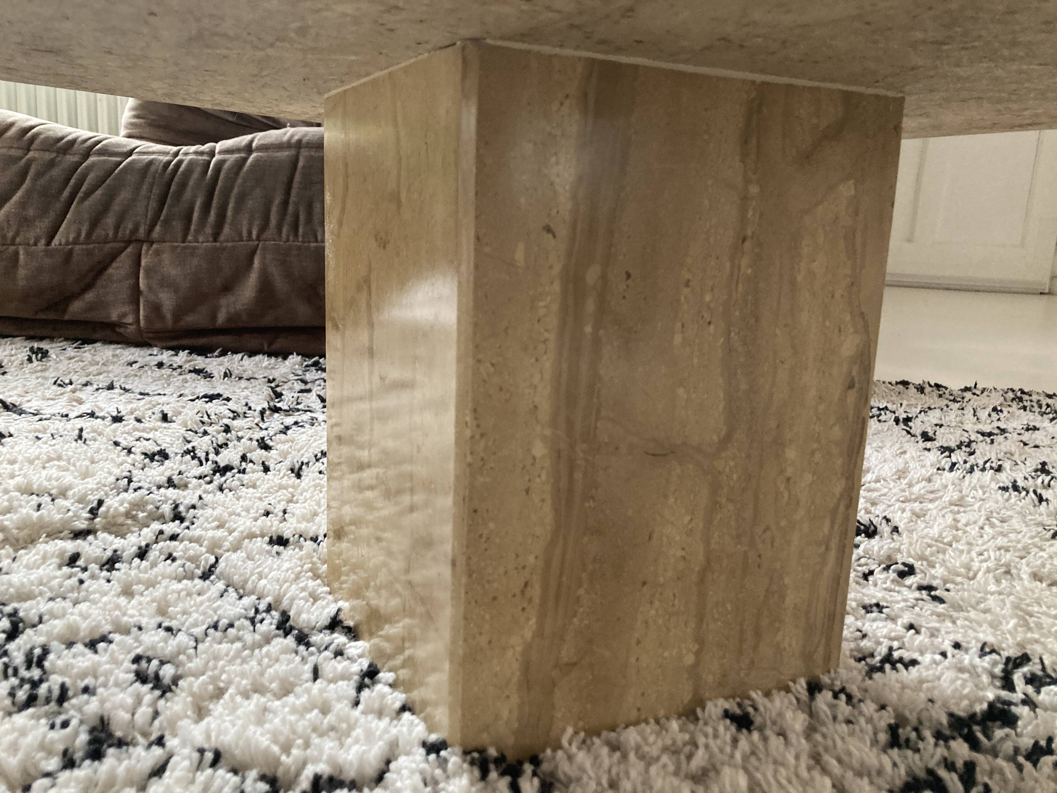 Set of 3 hexagonal coffee tables in 70s travertine